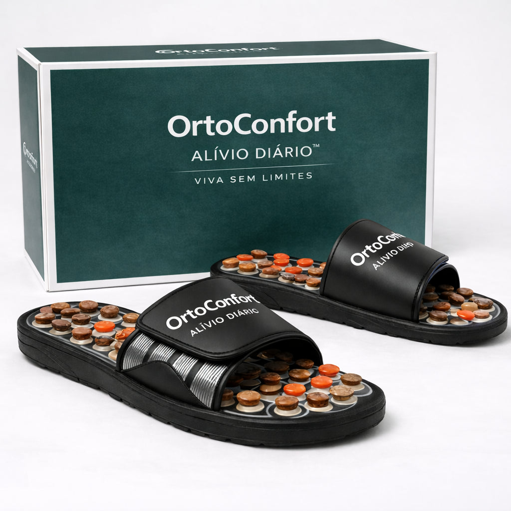 OrtoConfort Alívio Diário™ - Chinelo Massageador de Acupuntura